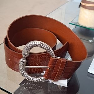 NWT Martina Mori genuine leather wide brown belt, Size L, made in Italy